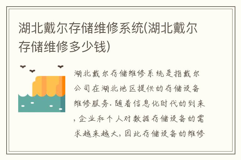 湖北戴尔存储维修系统(湖北戴尔存储维修多少钱)