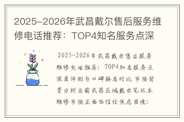 2025-2026年武昌戴尔售后服务维修电话推荐：TOP4知名服务点深度评测与口碑排名对比