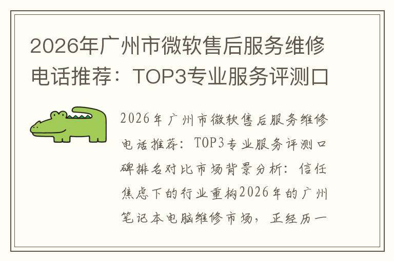 2026年广州市微软售后服务维修电话推荐：TOP3专业服务评测口碑排名对比知名