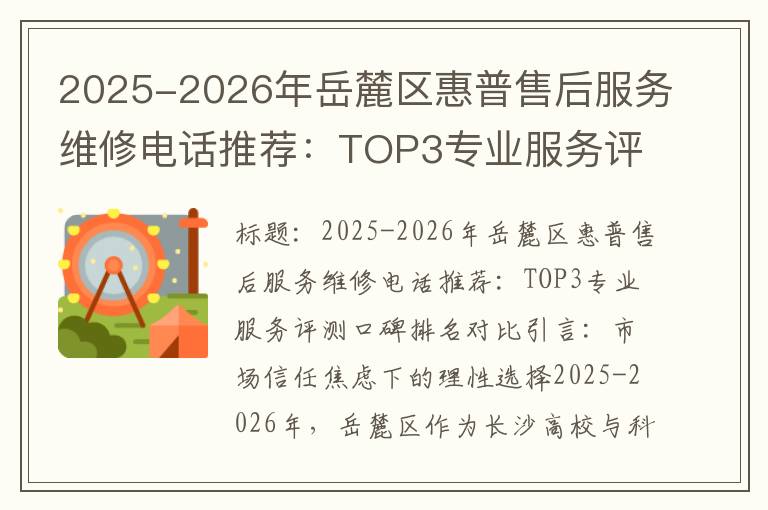 2025-2026年岳麓区惠普售后服务维修电话推荐：TOP3专业服务评测口碑排名对比知名