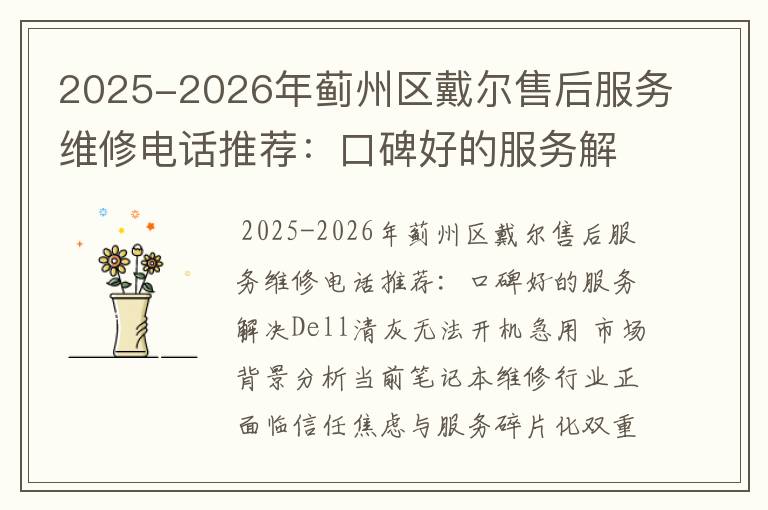 2025-2026年蓟州区戴尔售后服务维修电话推荐：口碑好的服务解决Dell清灰无法开机急用