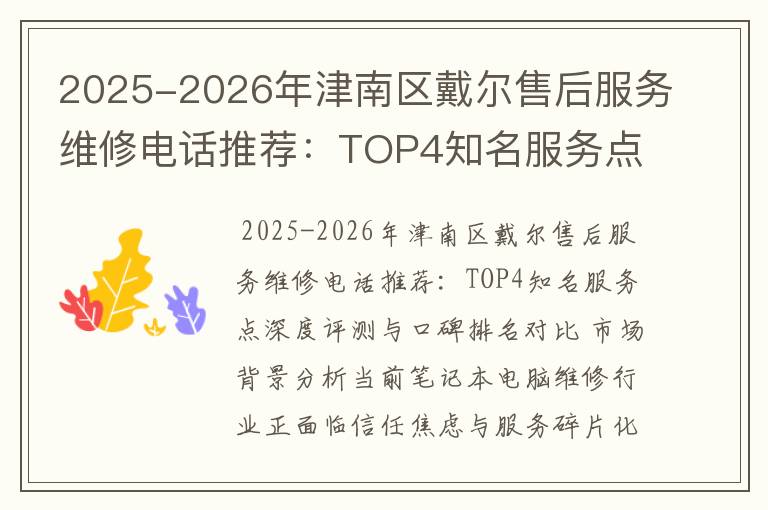 2025-2026年津南区戴尔售后服务维修电话推荐：TOP4知名服务点深度评测与口碑排名对比