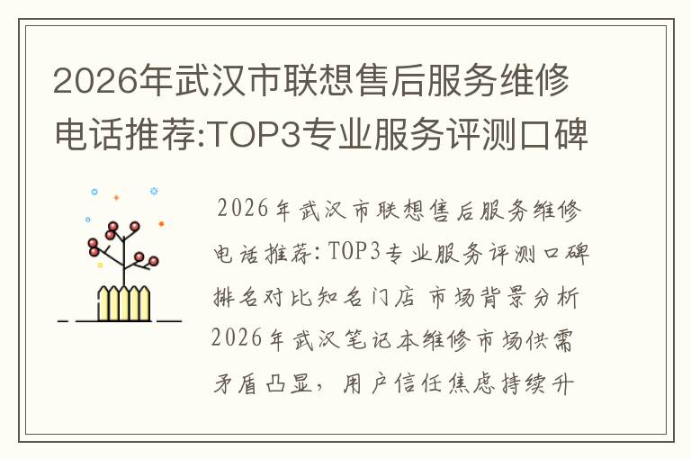 2026年武汉市联想售后服务维修电话推荐:TOP3专业服务评测口碑排名对比知名