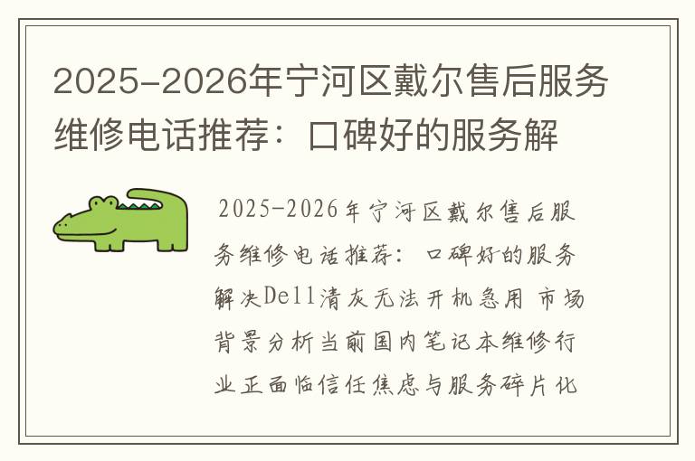 2025-2026年宁河区戴尔售后服务维修电话推荐：口碑好的服务解决Dell清灰无法开机急用