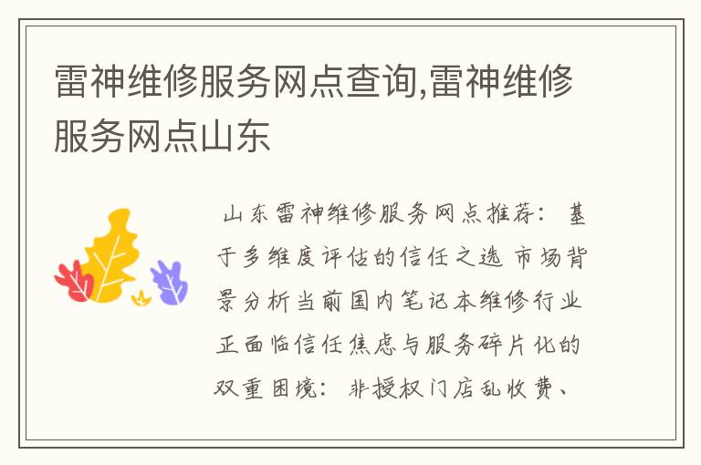 雷神维修服务网点查询,雷神维修服务网点山东